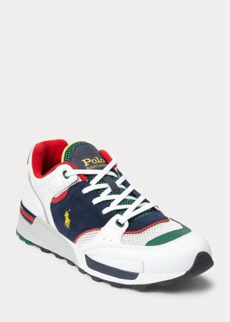 Vit / Marinblå Ralph Lauren Trackster 200 Sneakers för män