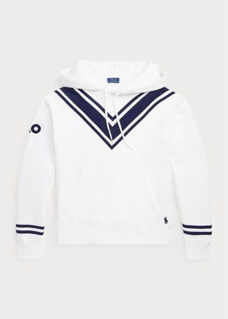 Vit Ralph Lauren Australian Open Cricket Fleece Hoodie för kvinnor