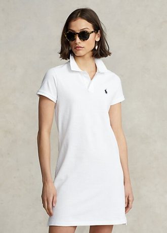Vit Ralph Lauren Cotton Mesh Klänning för kvinnor