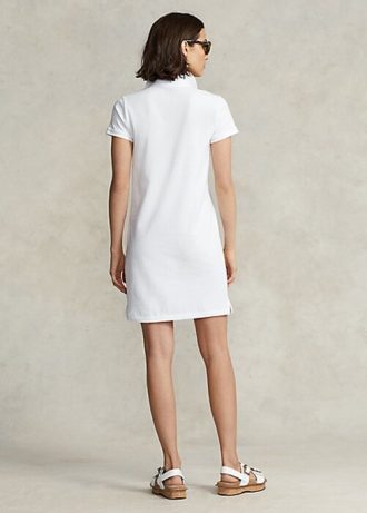 Vit Ralph Lauren Cotton Mesh Klänning för kvinnor