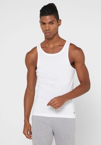 Vit Ralph Lauren Essential väst med rund hals för män