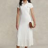 Vit Ralph Lauren Eyelet Stretch Cotton Mesh Klänning för kvinnor Vit Ralph Lauren Eyelet Stretch Cotton Mesh Klänning för kvinnor