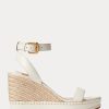 Vit Ralph Lauren Hilarie Läder Espadrille för kvinnor