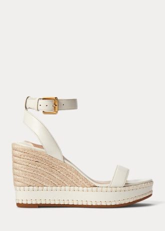Vit Ralph Lauren Hilarie Läder Espadrille för kvinnor
