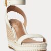 Vit Ralph Lauren Hilarie Läder Espadrille för kvinnor