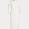 Vit Ralph Lauren Knowles Silk Shantung Day Dress för kvinnor Vit Ralph Lauren Knowles Silk Shantung Day Dress för kvinnor
