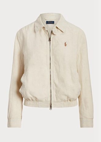 Vit Ralph Lauren linne vindjacka för kvinnor