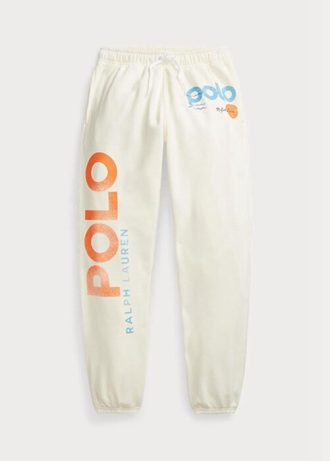 Vit Ralph Lauren-logotyp för kvinnor & Wave grafiska träningsbyxor