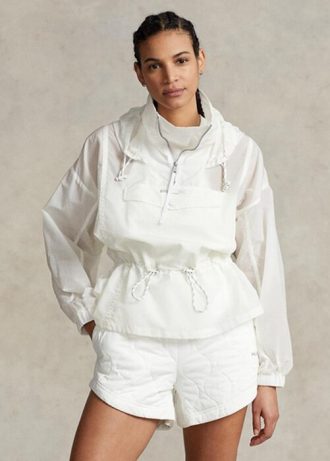 Vit Ralph Lauren Packable Translucent Ripstop Windbreaker för kvinnor