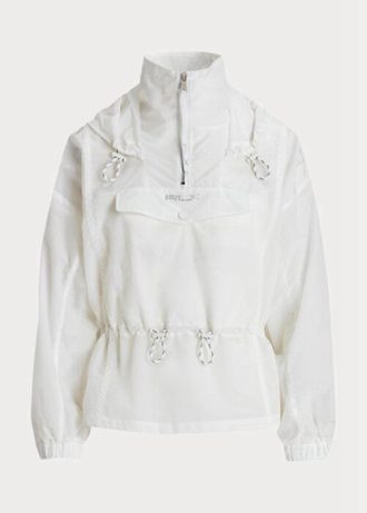 Vit Ralph Lauren Packable Translucent Ripstop Windbreaker för kvinnor
