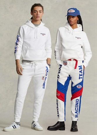 Vit Ralph Lauren Polo Sport Fleece Hoodie för män