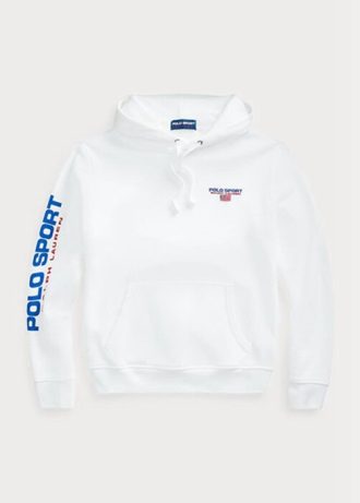 Vit Ralph Lauren Polo Sport Fleece Hoodie för män
