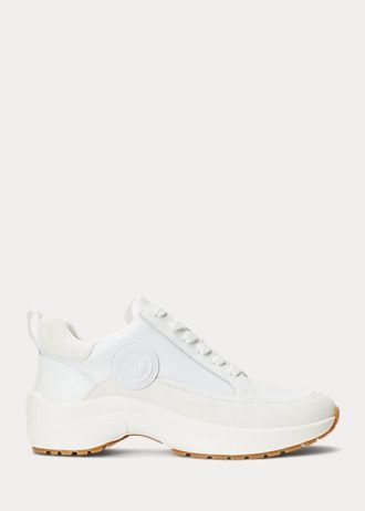 Vit Ralph Lauren Reaghan läder för kvinnor & Sneakers i mocka