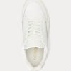 Vit Ralph Lauren Reaghan läder för kvinnor & Sneakers i mocka