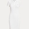 Vit Ralph Lauren Skinny Fit Cable Cotton Klänning för kvinnor Vit Ralph Lauren Skinny Fit Cable Cotton Klänning för kvinnor