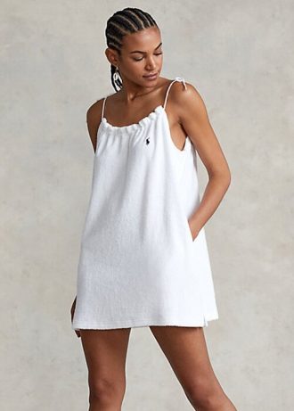Vit Ralph Lauren Terry Tie-Soulder Klänning för kvinnor