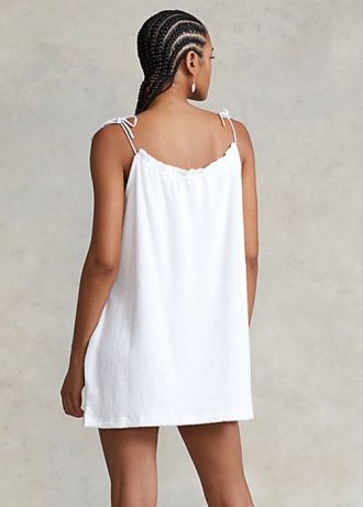 Vit Ralph Lauren Terry Tie-Soulder Klänning för kvinnor