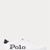 Vit/svart lädersneakers från Ralph Lauren Longwood med logotyp för män