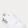 Vit/svart lädersneakers från Ralph Lauren Longwood med logotyp för män