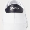 Vit/svart lädersneakers från Ralph Lauren Longwood med logotyp för män