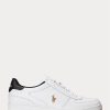 Vit/svart Ralph Lauren Court Sneakers i läder i läder