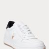 Vit/svart Ralph Lauren Court Sneakers i läder i läder