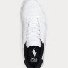 Vit/svart Ralph Lauren Court Sneakers i läder i läder