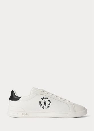 Vit/svart Ralph Lauren Heritage Court II lädersneakers för män
