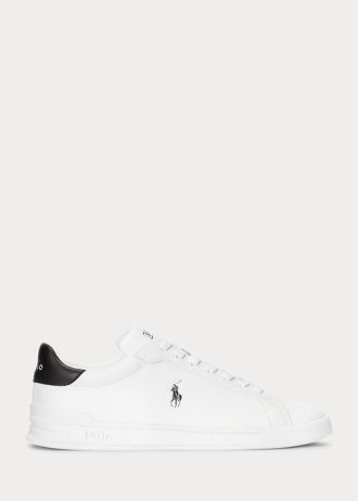 Vit/svart Ralph Lauren Heritage Court II lädersneakers för män