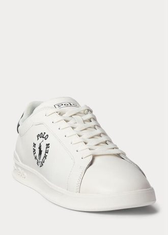 Vit/svart Ralph Lauren Heritage Court II lädersneakers för män