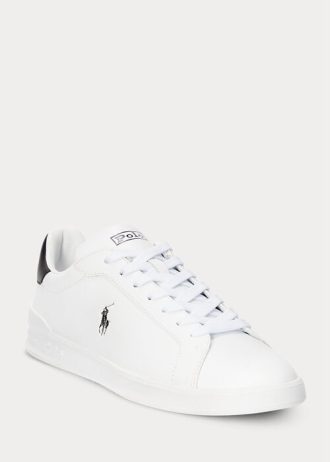 Vit/svart Ralph Lauren Heritage Court II lädersneakers för män