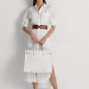 Vit/vit dam Ralph Lauren Eyelet Canvas Stora Devyn tygpåsar Vit/vit dam Ralph Lauren Eyelet Canvas Stora Devyn tygpåsar