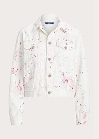 Vita dam Ralph Lauren Rosa PonyRosa Pony Denim Trucker Jackor