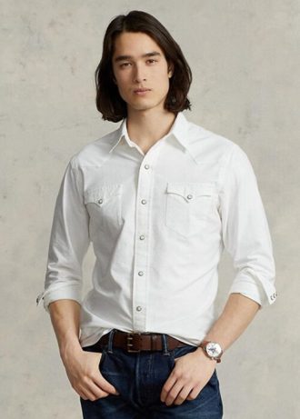 Vita herr Ralph Lauren klassisk passform Oxford västernskjortor