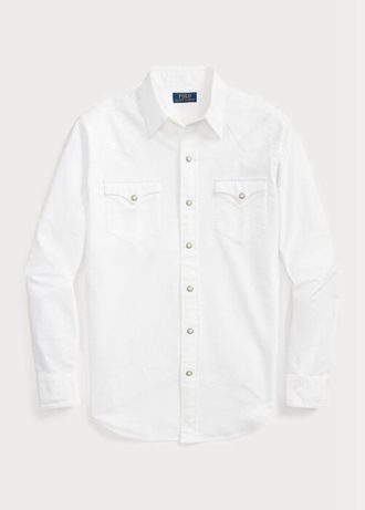 Vita herr Ralph Lauren klassisk passform Oxford västernskjortor