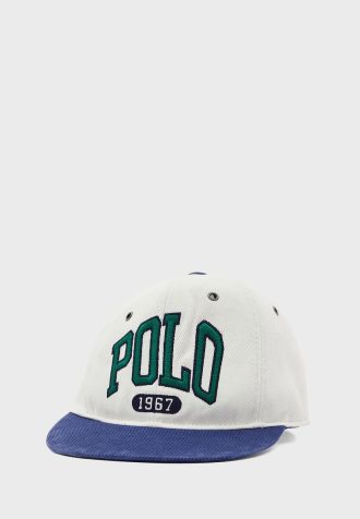 Vita herr Ralph Lauren Logo Flat Peak Hattar