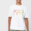 Vita herr Ralph Lauren logotyp T-shirts med rund hals
