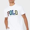 Vita herr Ralph Lauren logotyp T-shirts med rund hals Vita herr Ralph Lauren logotyp T-shirts med rund hals