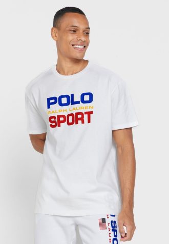 Vita herr Ralph Lauren logotyp T-shirts med rund hals Vita herr Ralph Lauren logotyp T-shirts med rund hals
