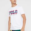 Vita herr Ralph Lauren logotyp T-shirts med rund hals