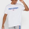 Vita herr Ralph Lauren logotyp T-shirts med rund hals
