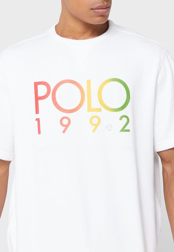 Vita herr Ralph Lauren logotyp T-shirts med rund hals