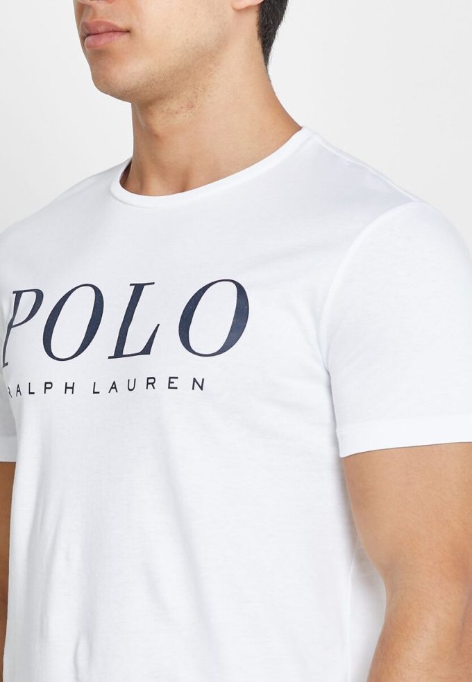 Vita herr Ralph Lauren logotyp T-shirts med rund hals Vita herr Ralph Lauren logotyp T-shirts med rund hals