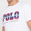 Vita herr Ralph Lauren logotyp T-shirts med rund hals