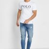 Vita herr Ralph Lauren logotyp T-shirts med rund hals Vita herr Ralph Lauren logotyp T-shirts med rund hals
