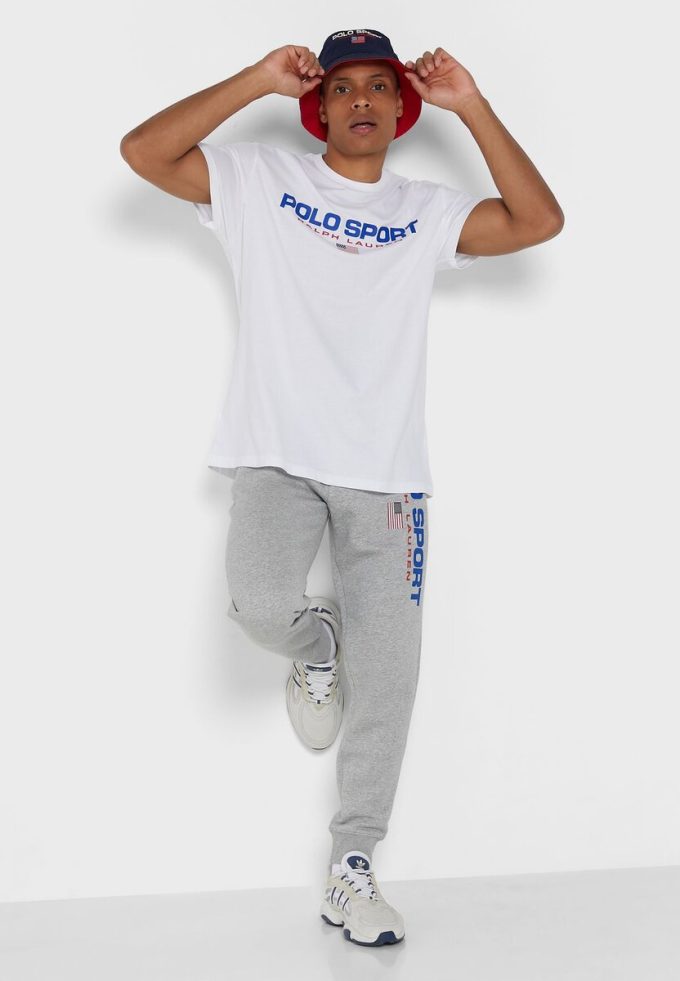 Vita herr Ralph Lauren logotyp T-shirts med rund hals
