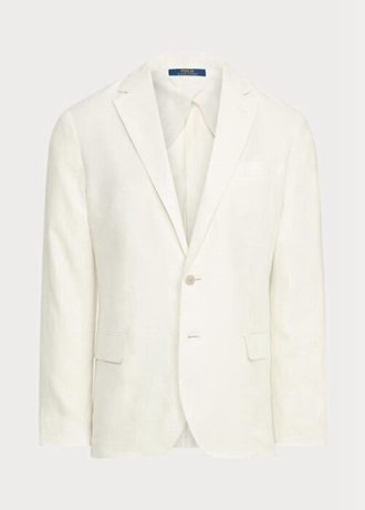 Vita herr Ralph Lauren Polo Mjuk linne kostym blazers