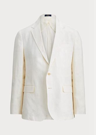 Vita herr Ralph Lauren Polo Mjuk linne kostym blazers