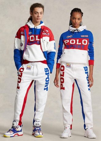 Vita herr Ralph Lauren Polo Sport färgblockerade fleecebyxor