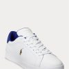 Vita/kungliga Ralph Lauren Heritage Court II lädersneakers för män